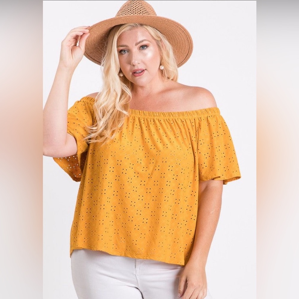 Plus size eyelet top
